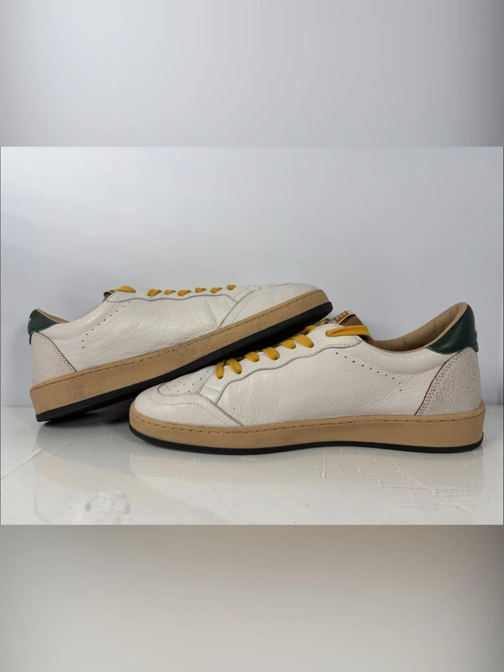 4B12 Play Made in Italy Men’s Sneakers EU 43 White Orange Green Leather Shoes